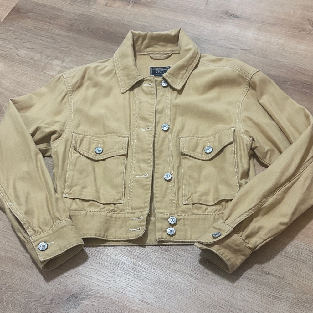 Abercrombie & Fitch Cotton Soft Slight Crop Jean Jacket Style Gold XS